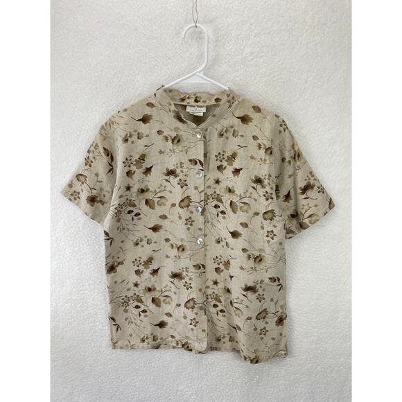 Vintage Cotton Studio Women's Linen Shirt Button‎ Up Size Small Made in USA - Picture 1 of 6